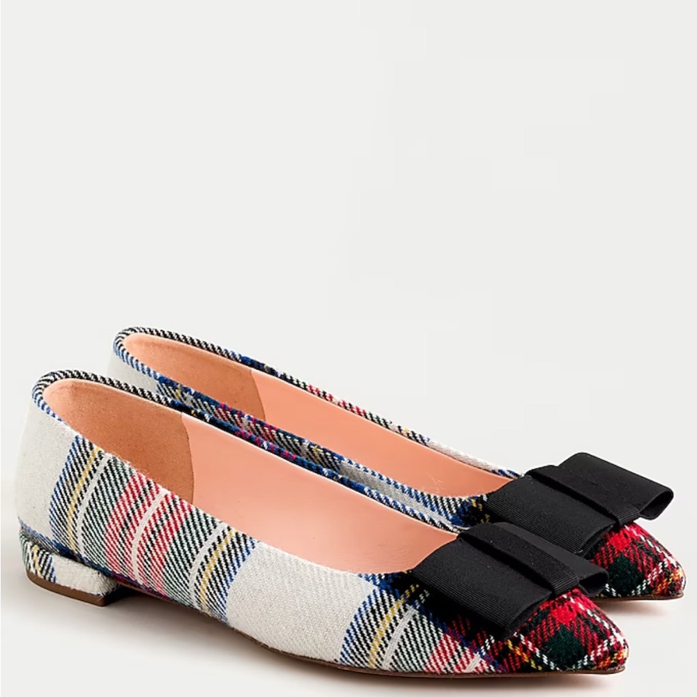 J. Crew Pointed- toe flats in Snowy Stewart Tartan